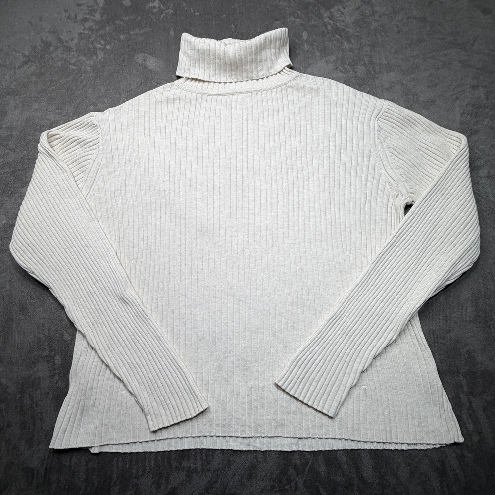 Pendleton Sweater Womens XL Cream Ribbed 100% Cotton Turtleneck Long Sleeve